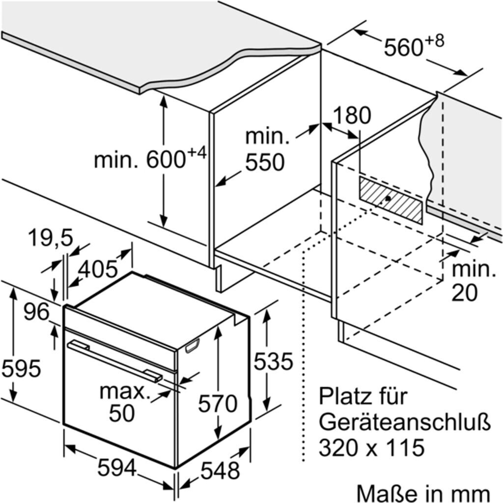 Bosch HBF133BR0 Serie 2 Einbau-Backofen (66 L, 5 Heizarten, EcoClean Direct, 3D-Heißluft, Schwarz/Edelstahl)
