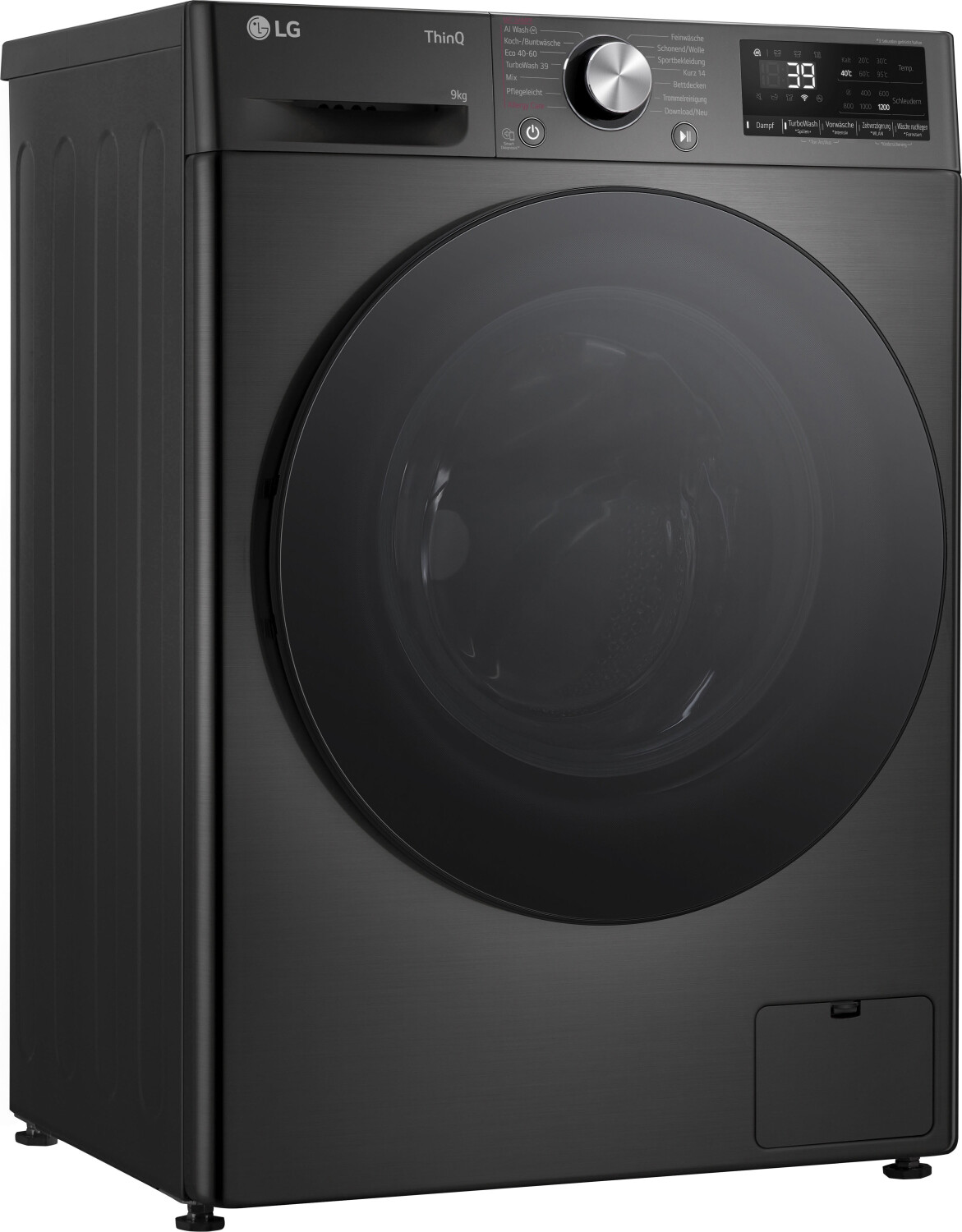 LG F2V7SLIM9B Waschmaschine 9 kg – SLIM FIT 53,5 cm, A-Klasse, TurboWash 360, Steam, AI DD, Inverter Direct Drive