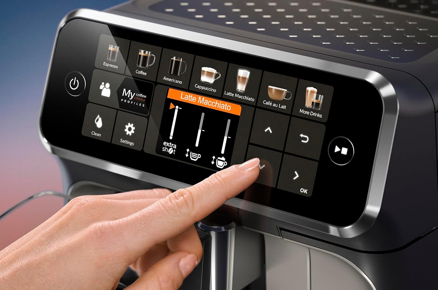 Philips Serie 5400 Kaffeevollautomat – LatteGo Milchsystem, 12 Kaffeespezialitten, Intuitives Display, 4 Benutzerprofile, Chrom (EP544790)