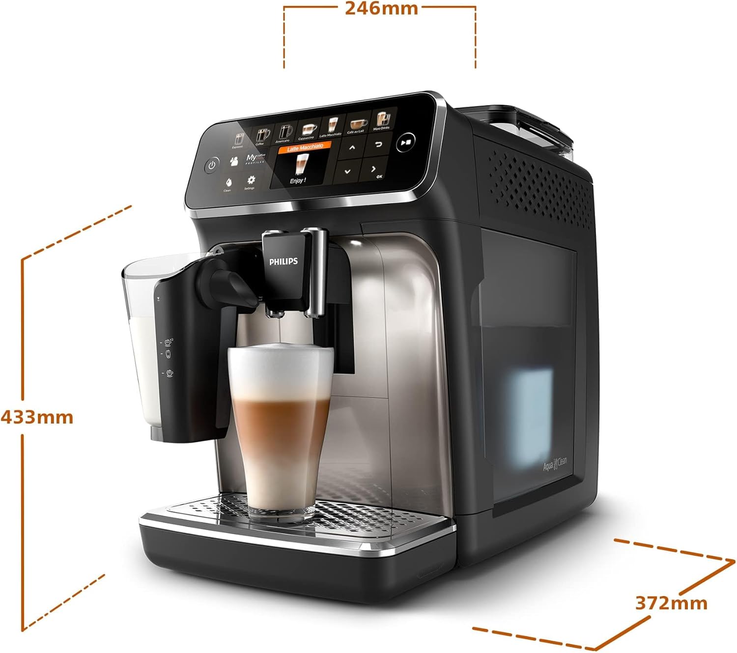 Philips Serie 5400 Kaffeevollautomat – LatteGo Milchsystem, 12 Kaffeespezialitten, Intuitives Display, 4 Benutzerprofile, Chrom (EP544790)